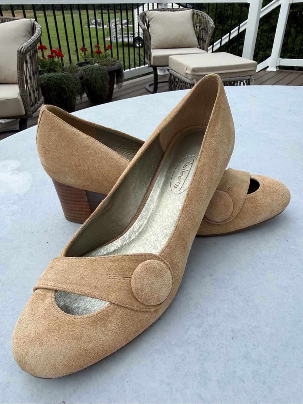 Talbots Tan Suede Block Heel Pumps 7.5